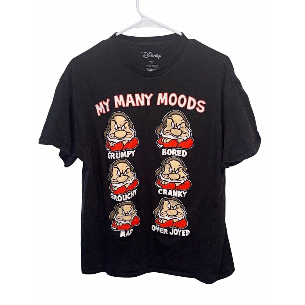 Disney Men's Black Grumpy My Many Moods Graphic Short Sleeve T-Shirt XL